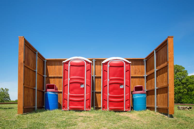 Short-term porta potty units staged for delivery in Lexington, Kentucky